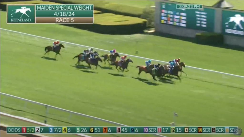 For Love and Honor in the middle of the field at Keeneland on April 12, 2024